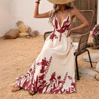 Women's Printed Deep V Maxi Dress