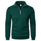 Men's Zip Neck Jumper with Ribbed Cuffs