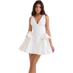 Bow Detail Plunge Mini Dress Women