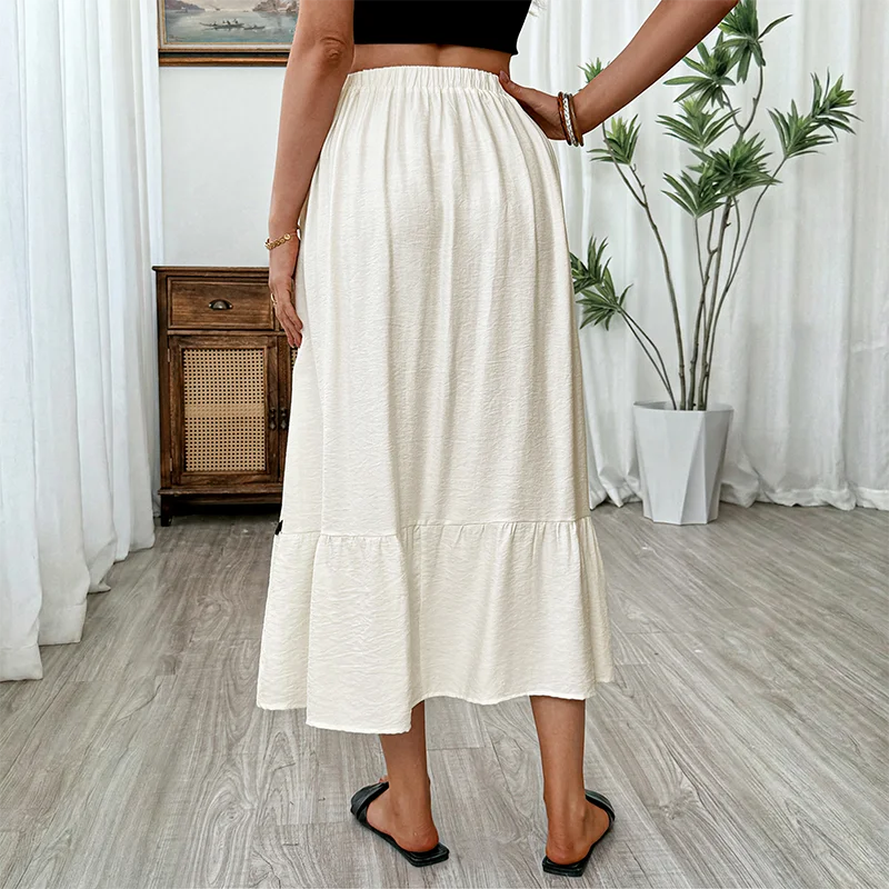 Women's Ruffle Hem Long Skirt Outfit