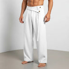 Belted Wrap Waist Wide Leg Trousers