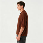 Men's Openwork Knit Polo Shirt