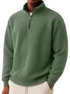Men's Quarter Zip Ribbed Jumper with Collar
