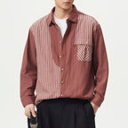 Men's Striped Chest Pocket Shirt Top