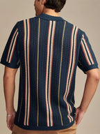 Men’s Contrast Stripe Button Knit Shirt