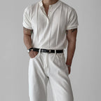 Mens Short Sleeve Collared Henley Shirt