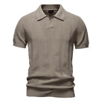 Men's Classic Polo Shirt with Short Sleeves and Textured Front