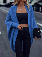 Women's Chunky Knit Cardigan – Longline Open Front Waterfall Jumper with Long Sleeves