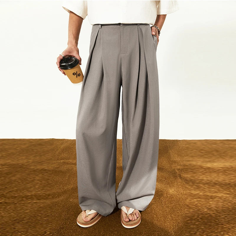Men's Front Pleat Wide Pants