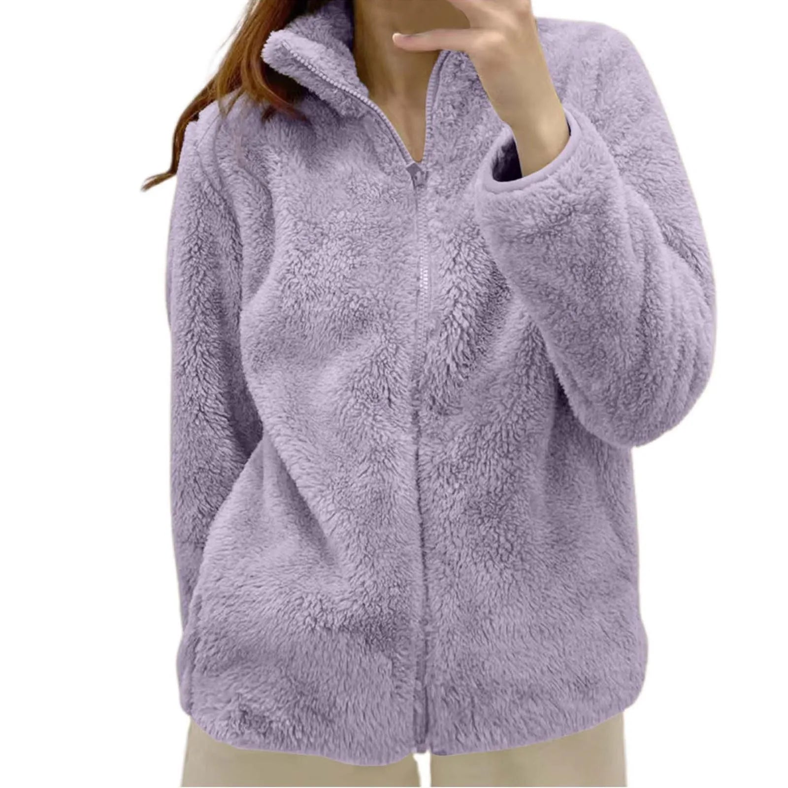 Women's Fleece Quarter Zip Pullover – Long Sleeve High Neck Sweatshirt