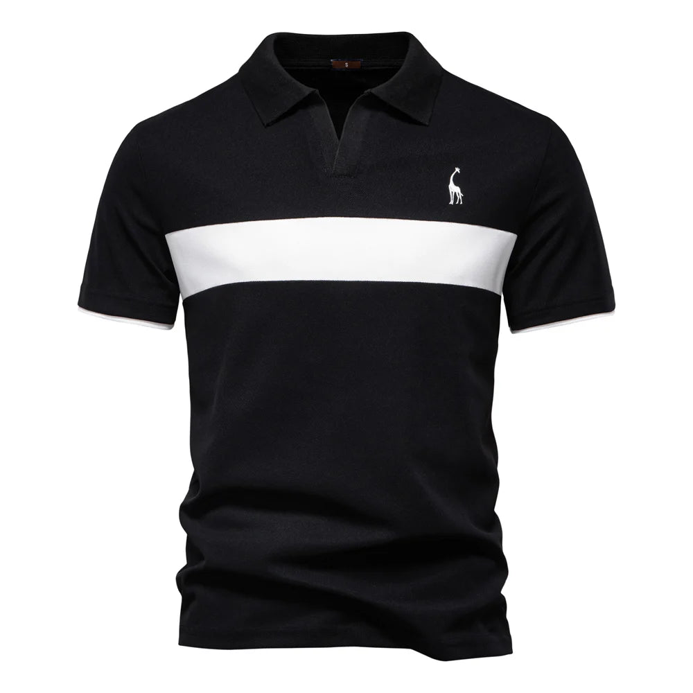 Men's Collared Polo Shirt with Chest Panel and Button Placket