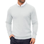 Men's Crew Neck Knitted Jumper with Ribbed Cuffs