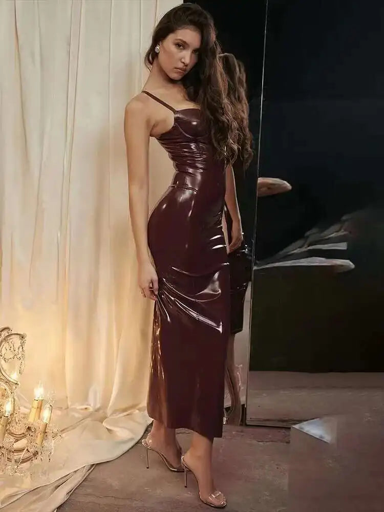 Square Neck Bodycon Maxi Dress With Straps
