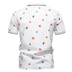 Men's Button Polo Shirt with Small Printed Pattern