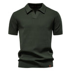 Men's Short Sleeve Collared Polo Shirt with Textured Pattern