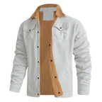 Men's Sherpa Lined Jacket – Button Front Long Sleeve Trucker Jacket with Chest Pockets
