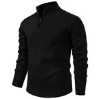 Men's Neck Zip Jumper with Stand Collar Ribbed Cuffs