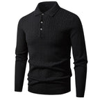 Men's Cable Knit Button Neck Collared Jumper