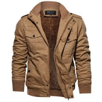Men's Utility Field Jacket – Long Sleeve Coat with High Collar and Multiple Pockets
