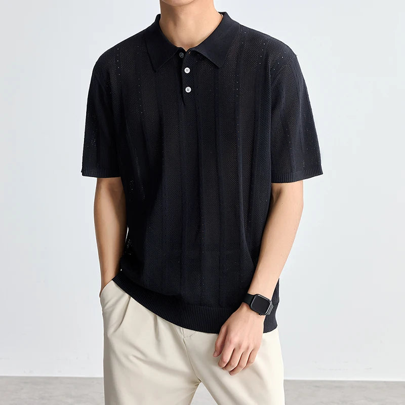 Men's Eyelet Polo Shirt Short Sleeve