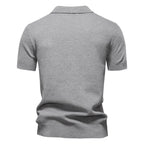Men's Classic Short Sleeve Polo Shirt with Textured Pattern