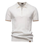 Men's Collared Short Sleeve Polo Shirt with Quarter Zip Closure