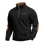 Men's Quarter Zip Sweatshirt – Long Sleeve Jumper with High Neck and Contrast Elbow Patches