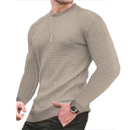 Men's Grid Pattern Crew Neck Knit Jumper