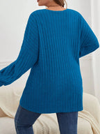 Women's Ribbed Knit Cardigan – Longline Open Front Jumper with Long Sleeves