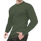 Men's Grid Pattern Crew Neck Knit Jumper