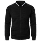 Men's Full-Zip Knitted Jacket – Stand Collar Long Sleeve Sweater with Zipped Pockets