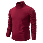 Men's Turtleneck Knit Pullover Sweater Ribbed Cuffs