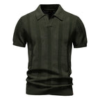 Men's Classic Polo Shirt with Short Sleeves and Textured Front