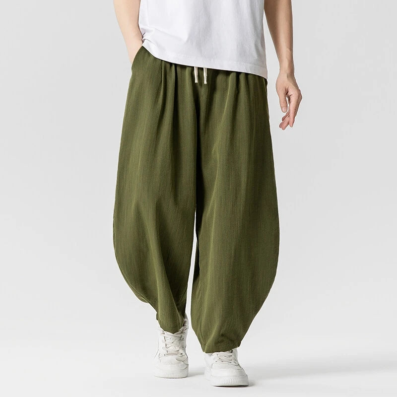 Men's Corduroy Relaxed Harem Pants With Pockets