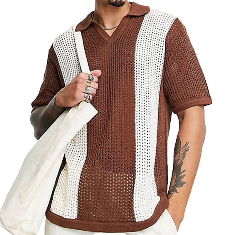 Men's Open Weave Knit Polo Shirt
