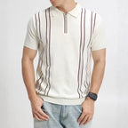 Striped Polo Shirt With Zip Closure