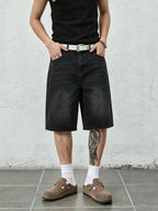 Men's Baggy Denim Jorts with Straight Leg Fit