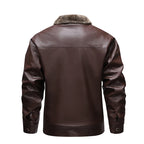 Men's Shearling-Lined Jacket – Long Sleeve Zip Front Outerwear with Turn-Down Collar
