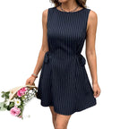 Women's Pinstripe Sleeveless Mini Dress