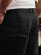 Men's Pinstripe Wide Leg Bermuda Shorts