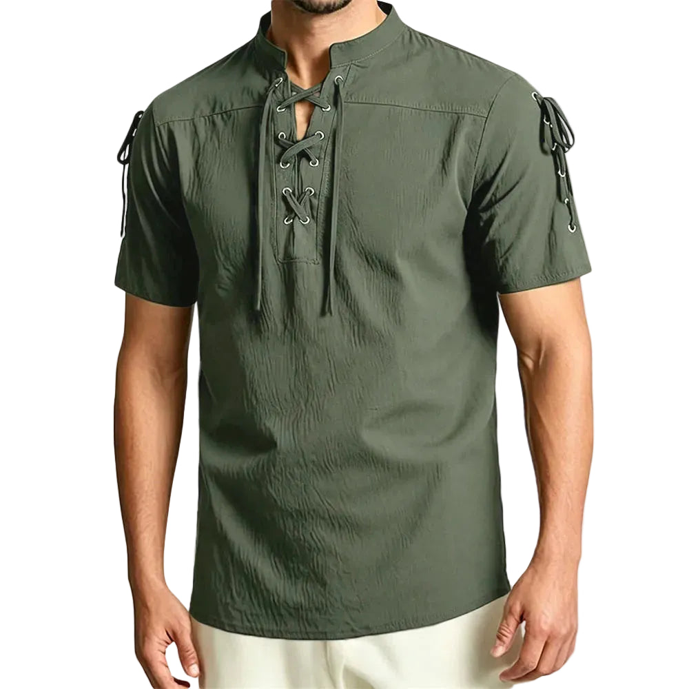 Lace Up Detail Short Sleeve Shirt