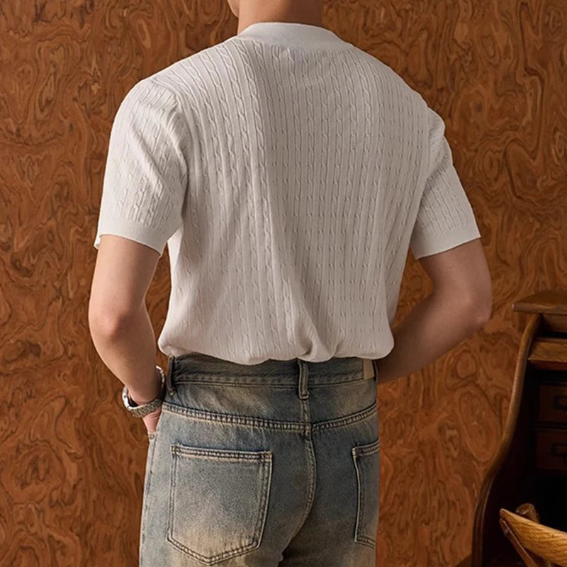 Men’s Textured Short Sleeve Henley Top