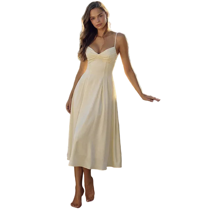 Women's Sleeveless V Neck Midi Dress A Line Main image