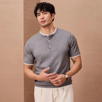 Mens Button Neck Pullover Tee