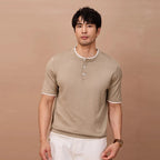 Mens Button Neck Pullover Tee