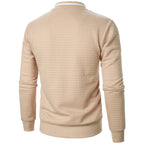Men's Full-Zip Knitted Jacket – Stand Collar Long Sleeve Sweater with Zipped Pockets