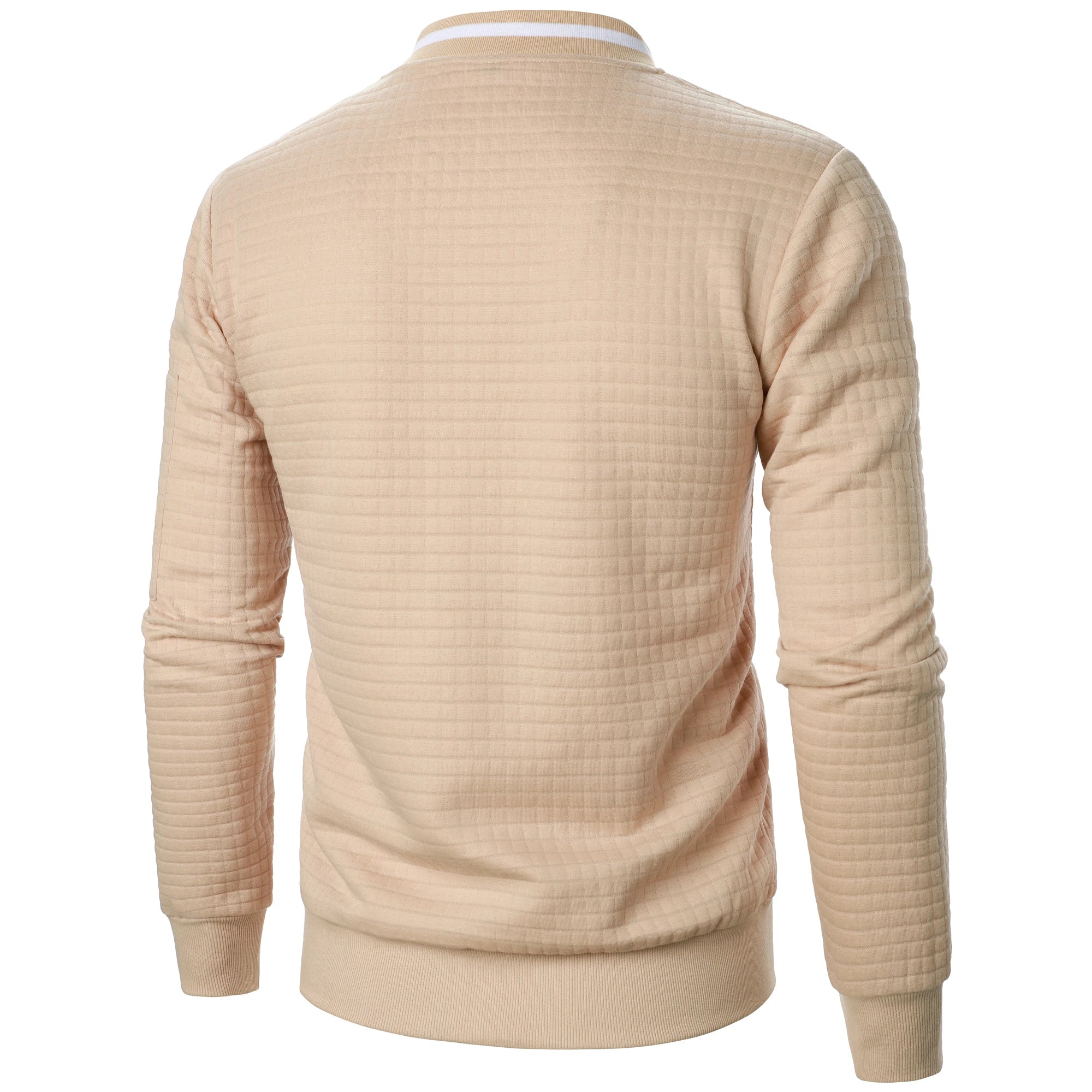 Men's Full-Zip Knitted Jacket – Stand Collar Long Sleeve Sweater with Zipped Pockets