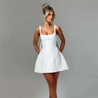 Women's Square Neck Bow Back Mini Dress