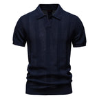 Men's Classic Polo Shirt with Short Sleeves and Textured Front