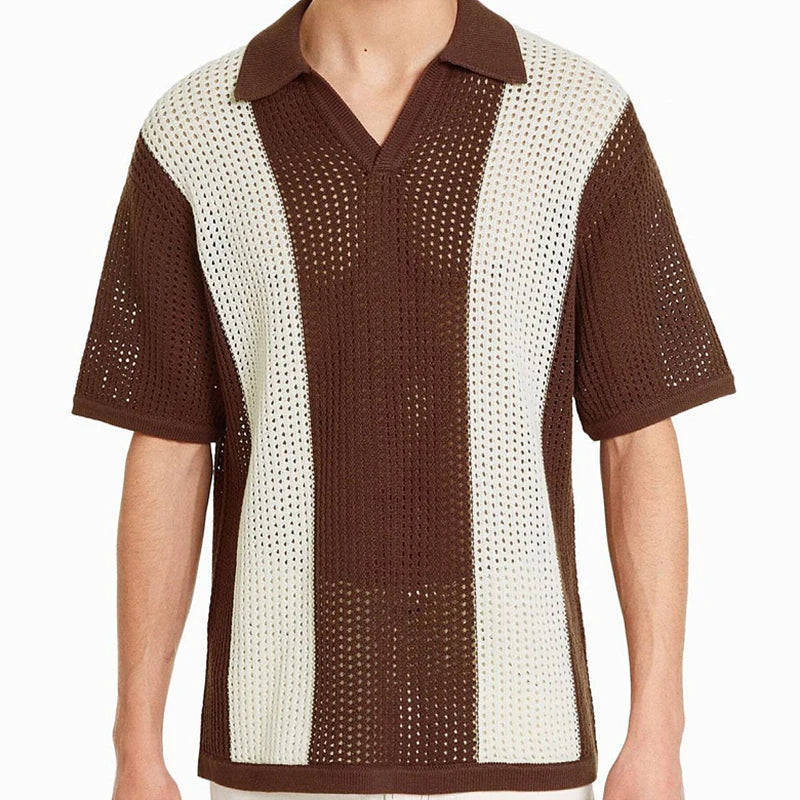 Men's Open Weave Knit Polo Shirt